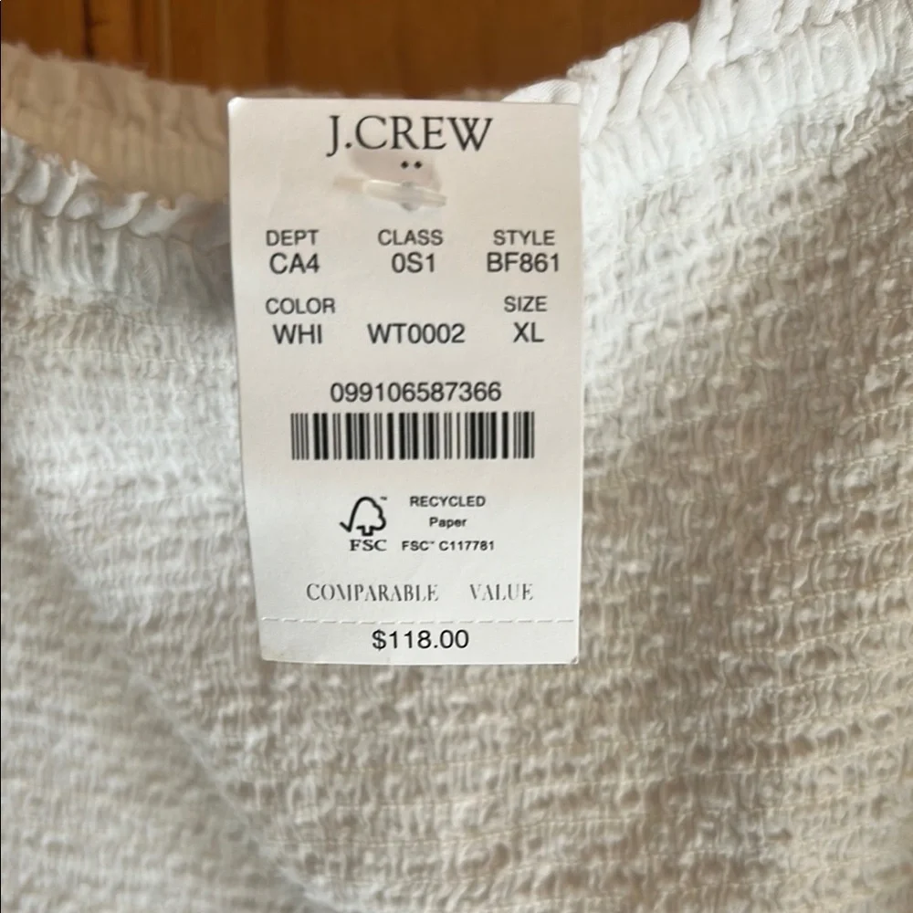 New J. Crew White Summer Dress XL midi
